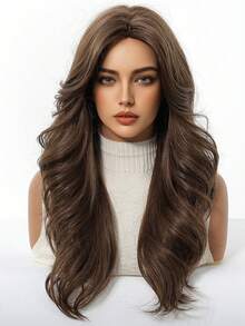 Fashionable 26-Inch Curly Wig With Medium Parting Synthetic Wigs: Natural-Looking And Heat Resistant For Party Cosplay Daily Use - Brown - View 3