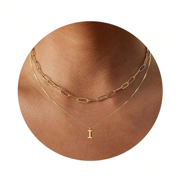 1pc Fashion Personalized 26 Initial Letter Pendant Necklace, Versatile Summer Style Necklace, Women Jewelry Gift - Yellow Gold - View 34