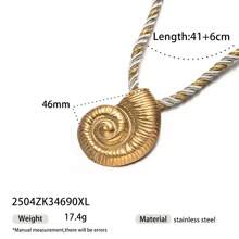 1pc Fashionable Luxury 18K Gold Stainless Steel Sea Conch, Starfish And Sun Pendant Necklace, Versatile Accessory For Women