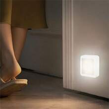 1pc/3pcs, LED Motion Sensor Night Light, Battery Powered Wireless LED Lamp, Suitable For Bathroom, Bedside, Hallway, Stairs, Cabinet Etc. - Smart Sensor, Warm & White Light Options, Auto Shut Off After 15s, Bringing Safety And Comfort To Your Nighttime Home Life. - 白色 - 查看 5