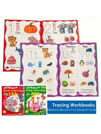 A4-anteckningsbok för engelskt alfabet och siffror, övningsbok för handstil, raderbar arbetsbok för tidig inlärning