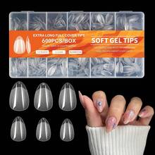 600PCS Extra Short Stiletto Press-On Nails - Pre-Shaped Clear Acrylic Nail Tips Kit | 10 Sizes Half Cover False Nails For DIY Salon At Home | Soak Off & Reusable - Giọt nước mắt ngắn - Xem 7