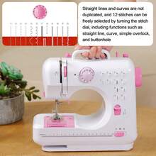 12-Stitch Pink Mini Electric Sewing Machine - Double Thread Household Sewing Machine, UK 220V - UK Plug(220-240V) - View 5