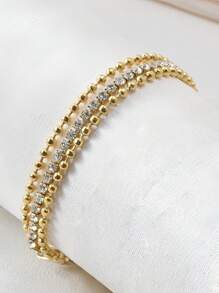 1 set de joyas chapadas en oro de acero inoxidable de moda, que incluye pulsera, adecuado para uso diario de mujeres, en estilo casual/hip-hop