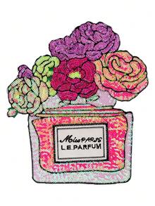1pc Multicolor Floral Perfume Bottle Sequin Embroidery DIY Patch - Multicolor - View 1