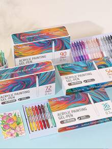 Bộ bút gel acrylic 90 màu Languo - Bút vẽ nghệ thuật nhiều lớp chuyên nghiệp, phù hợp cho học sinh, đầu bút mảnh 0.7mm, bút vẽ DIY trên thủy tinh/giấy/gỗ/giấy đen/cốc/nhựa, lý tưởng cho việc ghi chú và thủ công. - Nhiều màu - Xem 3