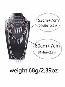 1pc Minimalist Alloy Feather & Leaf Beaded Textured Pendant Necklace For Women - Leaf Luxury Necklace - View 8