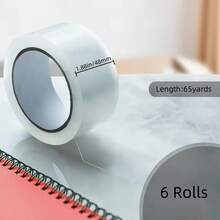 6 Rolls Of 1.88 Inches * 65 Yards Packaging Tape, Comes With Tape Dispenser,Heavy Duty Packaging Tape, Strong Adhesive Transparent Packaging Tape For Carton Sealing, Industrial Packaging, Office Use - 透明 - 查看 3