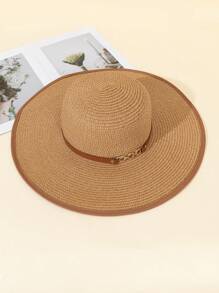 2 件套女士草编手提包和宽边草帽，新款草编防晒帽和草编单肩包沙滩手提包，适合夏季户外旅行度假 - 卡其色 - 查看 3