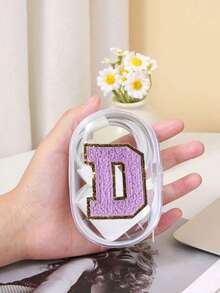 便携迷你透明拉链收纳袋,紫色毛巾布刺绣字母A-Z,小巧多功能收纳袋,耳机充电器收纳盒带钥匙扣,透明旅行配件,精致小巧,适合收纳小物件,可作数据线收纳袋、手链袋等。 - 白色 - 查看 5