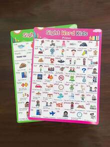 Póster de 220 palabras de uso frecuente en inglés, herramienta educativa de palabras de alta frecuencia, decoración de aula para niños - Multicolor - Ver 6