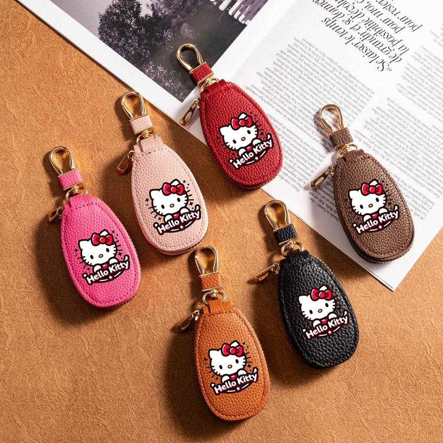 Sanrio Bolsa para llaves de coche mini con estampado de Hello Kitty para hombres y mujeres, bolsa de almacenamiento de llaves de General Motors, llavero creativo y de moda con decoración mínima, monedero mini, cartera, monedero