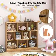 Lifezeal 10-Cube Bookcase For Kids 41"Wooden Toy Storage Organizer For Kid's Room - Natural - View 2