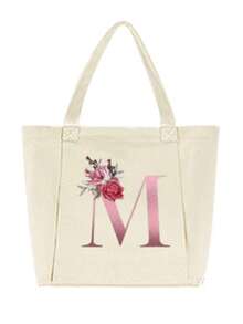 Monogram Women's Yoga Bag, Spacious Yoga Mat Storage Bag, Heat Transfer Printing Technology, Machine Washable, Portable Canvas Tote Bag, Suitable For Pilates, Travel, Office, Beach Workout And More, Can Also Be Used As A Beach Or Shopping Bag - Multicolor - View 17