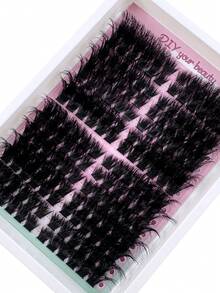 168pcs DIY Faux Mink Lashes 180D Fluffy Individual Eyelash Extensions, 5D Effect 0.07mm Curled Lash Extensions, Drama Lashes 10-18mm Mixed Tray, Makeup Tools, High Capacity Personal Lash Extensions, Suitable For Home Use, Suitable For Daily Makeup And Costume Play - D - 查看 3