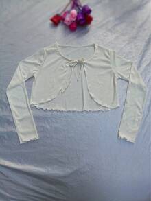 1pc Summer Women Sunscreen Cardigan Ruffle Design Sunscreen Clothing Slim Korean Style Long Sleeve Short Coat For Dress - A - View 7