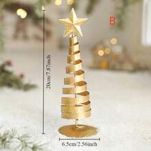 1PC,Gold Mini Wrought Iron Christmas Tree, Mini Star Metal Christmas Tree, Tabletop Christmas Tree Decoration For Christmas Party, Home Decoration, Gifts