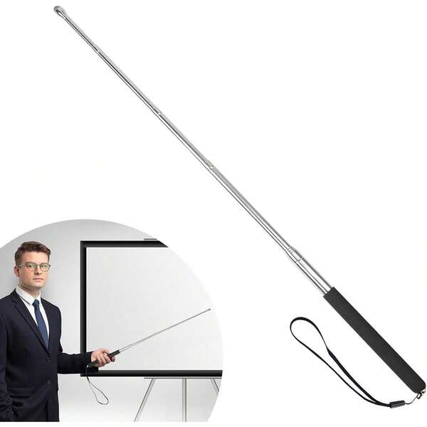 1pc Retractable Teacher Pointer, With Smooth Sensitive Tablet Pen Stylus, For Teachers, Coaches, Presenters, With Lanyard, Black - Suitable For Teacher Supplies, Pointer, Office, School