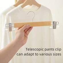 3/5/10 piezas Perchas de ropa de madera natural, perchas de pantalones/faldas de madera con clips metálicos ajustables, excelentes para volver a la escuela, Navidad y otros regalos festivos