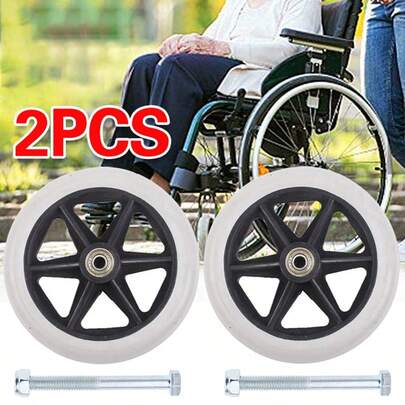 2PCS Heavy Duty Wheelchair Replacement Front Wheel Solid Tire Wheel