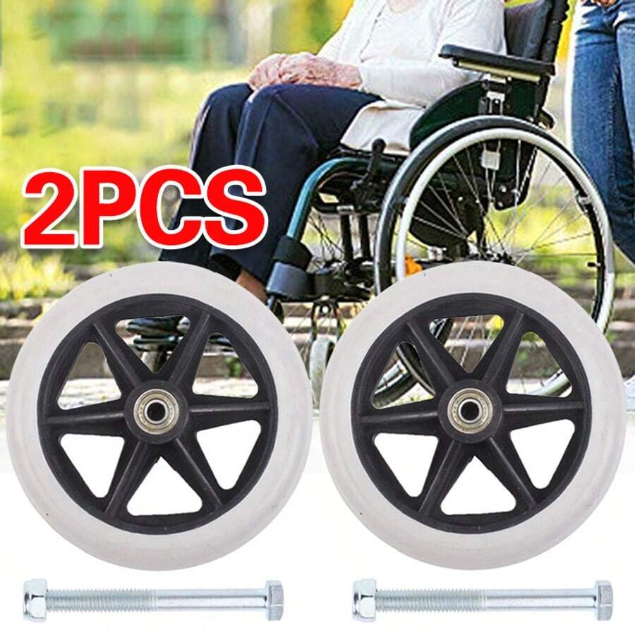 2PCS Heavy Duty Wheelchair Replacement Front Wheel Solid Tire Wheel - Gray - View 1