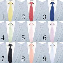 1 pieza Corbata clásica de lino de 6 cm de unicolor para hombre, color macaron