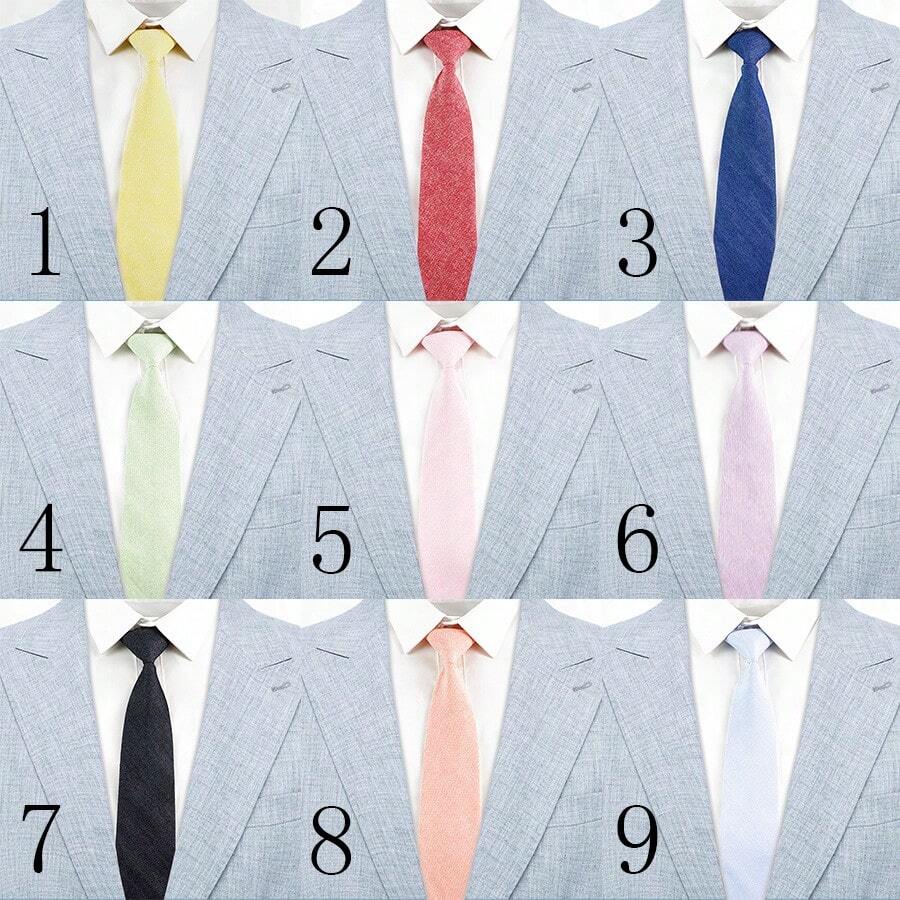 1 pieza Corbata clásica de lino de 6 cm de unicolor para hombre, color macaron