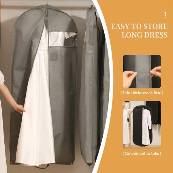 1pc Travel Garment Protector Set, Dustproof Cover Bag, Hanging Dress Bag For Dresses, Wardrobe Hanging Garment Dust Cover Bag, Thick Down Jacket Storage Bag