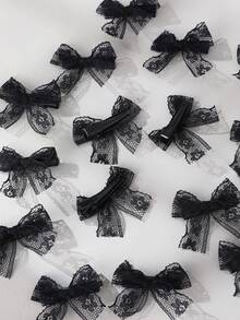 15 piezas Conjunto de pasadores de pelo con lazo de malla para niñas, adecuado para decoración diaria - corbata de moño - Ver 8