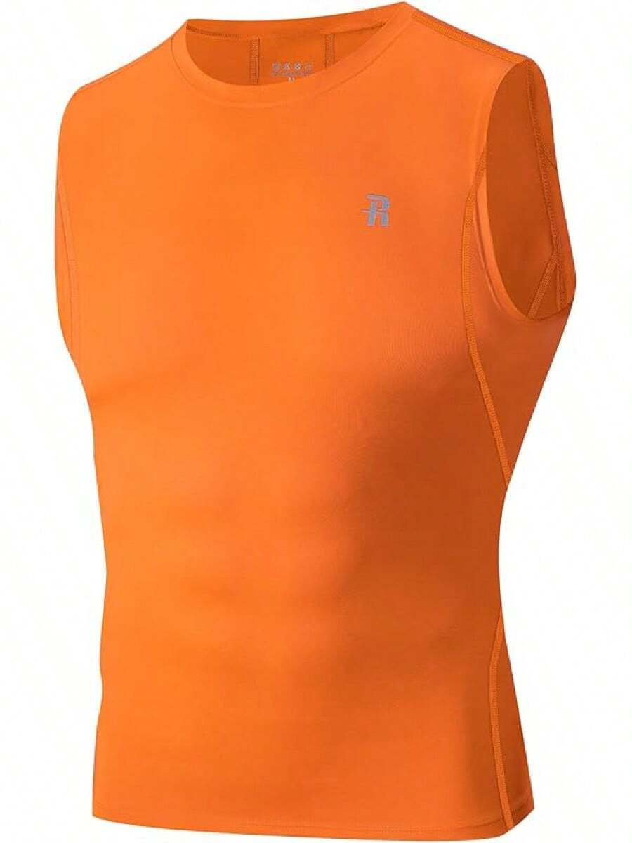 GYHSRunhit Sleeveless Compression Shirt Men Top Athletic Muscle Shirts Men - trái cam - Xem 1