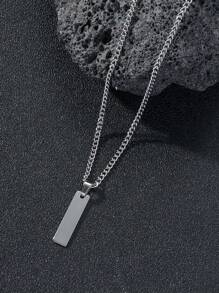 1pc Men's Tag Pendant Necklace, Suitable For Daily Wear
