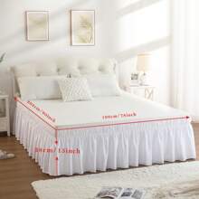 Wrap Around Dust Ruffle Bed Skirt - Dark Grey - For Queen Size Beds With 15 Inch Drop - Elastic Strap - Adjustable Pleated Bedskirt With Brushed Fabric And Wrinkle Free - For Women, Men, Kids & Teens - Multicolor - View 48