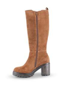 Blogger Bottes montantes synthétique avec un talon haut et large et des côtés élastiques. ✅ Livraison sous 24/72 heures en Espagne continentale. - Tabac - Voir 3