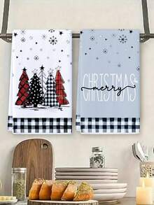 1pc/2Pcs Christmas Dish Towels,Kitchen Towels With Christmas Tree Snowflake Design,Kitchen Towel Set,Christmas Terry Cloth,Merry Christmas Decoration,Xmas Decor, Decor, Decor,Christmas Decorations For Home,Kitchen Accessories,Cleaning Supplies,Kitchen Items,Kitchen Organization