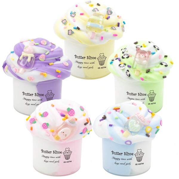1/5 Pezzi Set di slime alla popsicle per bambini, bomboniere, slime morbido, colorato e profumato, giocattoli sensoriali divertenti per ragazze e ragazzi