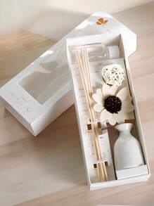 9 Pieces/1 Set, Flameless Home Aromatherapy Set, (1 Bottle Of Aromatherapy Oil+1 Ceramic Bottle+5 Rattan Aromatherapy Sticks+1 Rattan Ball+Dried Flowers) With Long-Lasting Fragrance, Suitable For Bedrooms, Study Rooms, Bathrooms, And Living Rooms. Birthday, Christmas, And New Year Gifts