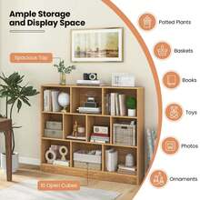 Lifezeal 10-Cube Bookcase For Kids 41"Wooden Toy Storage Organizer For Kid's Room - Natural - View 5