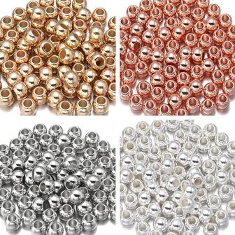 100pcs/Pack CCB Material 4/5/6/8/10mm Large Hole Beads, Bracelet Necklace Phone Chain Making Spacer Beads, DIY Jewelry Craft Loose Beads
