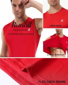 GYHSRunhit Sleeveless Compression Shirt Men Top Athletic Muscle Shirts Men - 紅色 - 查看 4