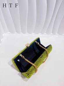 1 件橄榄绿迷人、优雅、精致、安静奢华亮片、时尚、闪亮闪光装饰链条盒包、礼品包、完美的新娘钱包，适合婚礼、舞会和派对活动晚宴包、派对女孩晚宴包、女士