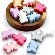10pcs/Set 10 Colors Butterfly Silicone Beads, DIY Necklace Bracelet Earring Keychain Craft Jewelry Making Supplies