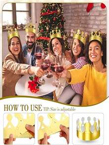 20pcs Gold Paper Crown - Birthday Party Decorative Hats, No Electricity Required, Disposable Event & Party Supplies - Gold - View 6