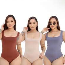 KIT TRÊS PEÇAS QUADRADO Body Feminino Decote Quadrado Tendencia Casual Conforavel