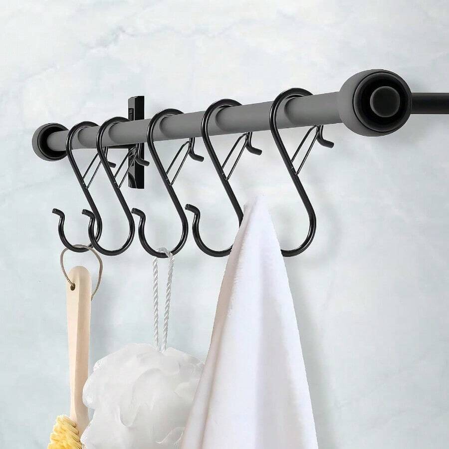 JYRFJ12 PCS S Hooks For Hanging With Safety Buckle, 3.5 Inch Heavy Duty Metal S Shaped Hooks Stainless Steel For Hanging Kitchen Utensil, Cups, Pots, Plants, Bags, Hats (White)