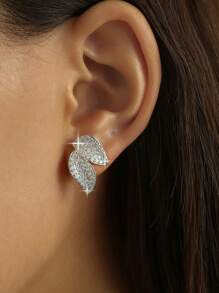 1 Paar elegante, atmosphärische Blatt-förmige Ohrringe für Frauen, geeignet für Alltag, Feste, Hochzeiten, Kupfer mit kubischem Zirkonia, Geschenkschmuck