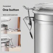 1pc/4pcs Stainless Steel Airtight Food Storage Container Set, With Clear Lids, Kitchen Counter Sugar, Flour, Tea, Candy, Cookie, Spice Containers, Seasoning And Spice Tools
