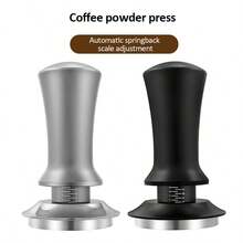 可调校准恒力咖啡压粉器 | 304 不锈钢平底防偏移设计，自动弹簧回弹，浓缩咖啡提取工具，51/53/58 毫米多种尺寸（请仔细比较规格以避免尺寸不匹配）