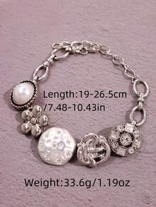 1 chiếc vòng tay thời trang retro Y2K phong cách Hip-Hop hình hoa, ngọc trai, trái tim, dây thép không gỉ, đa năng cho nữ giới đeo vào mùa hè, lễ hội, tiệc tùng, đi biển, dạ hội. - Nhiều màu - Xem 10