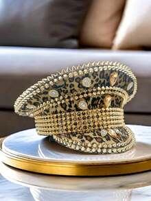 1 件闪亮涤纶蒸汽朋克水钻船长帽，男女通用，军帽，万圣节服装，适合单身派对、角色扮演、圣诞节、狂欢节、酒吧、单身派对