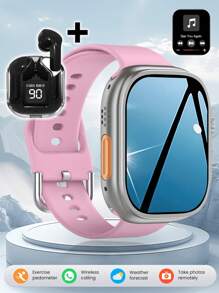 Orologio intelligente alla moda per studenti, nuovo orologio intelligente con funzione di chiamata, musica, meteo, fitness tracker, batteria da 180mAh per orologio intelligente, batteria da 150mAh per auricolari